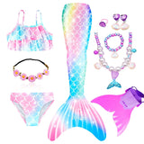 10 Pcs/set Kid Girl Swimming Mermaid Tail Girls Halloween Costume Cosplay Swimsuit