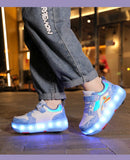 Children's Sneakers Roller Shoes With 4 Wheel Outdoor Parkour Skates Dual-Use Kids Girls Boys Roller Skates Glowing LED Light