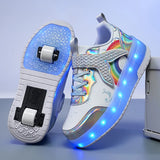 Kid Girl LED Light Up Glowing Sneakers Skates Shoes