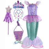 Kid Girl Little Mermaid Ariel Princess Carnival Summer Purple Dress