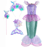 Kid Girl Little Mermaid Ariel Princess Carnival Summer Purple Dress