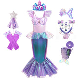 Kid Girl Mermaid Ariel Cosplay Halloween Princess Party Carnival Fancy Dress