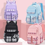 Kid Girl Cute Plaid Bow Backpack Large Capacity School Bag