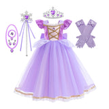 Baby Girls Deluxe Elegant Rapunzal Princess Dress Cosplay Costume Kids Halloween Birthday Party Vestido Purple Puffy Dresses