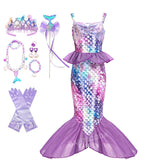 Kid Girl Princess Mermaid Carnival Ariel Cosplay Dress for Halloween Party Ball