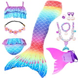 10 Pcs/set Kid Girl Swimming Mermaid Tail Girls Halloween Costume Cosplay Swimsuit