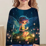 2-12Y Children's Clothing Girl T-Shirts Short Sleeve Child T-Shirt Beautiful Fairy Print Casual