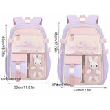 Kid Girl Rabbit Backpack Oxford Multiple Pockets Large Capacity School Bag