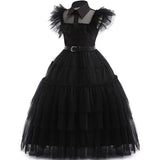 2-12Y Kid Girl Classic Black Gothic Wendsday Halloween Holiday Party Dresses