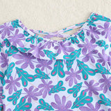 Kid Girls Swimsuit High Waist Long Sleeves Swimwear