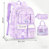 3Pcs Kid Girl School Backpack Large Capacity Cartoon School Bag