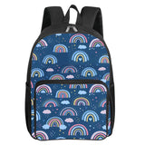 Student Rainbow Print Pattern Square Backpack SchoolBags