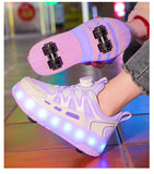 Kid Girl Boy Luminous Glowing Sneakers Led Light Roller Skate Shoes