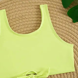 High Waist Bikini 2026 Printed Girls Swimsuit Kids Swimwear Female Children Bathers