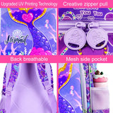 3 Pcs 16 Inch Kid Girl Mermaid Backpack School Bookbag