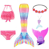 Kid Girls Mermaid Tail Swimsuit Little Mermaid Costume Cosplay 6Pcs/set