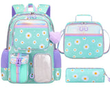 3pcs/se School Student Kid Girls Backpack Waterproof Cute Chrysanthemum Schoolbag