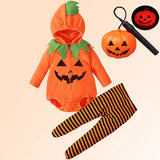 Infant Baby Girl Boy Halloween Party Pumpkin Hooded 3 Pcs Set