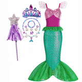 Kid Girl Little Mermaid Ariel Princess Carnival Summer Purple Dress