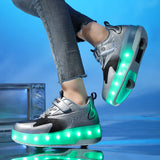 Kids USB Recharge Light Up  LED Skates Roller Shoes