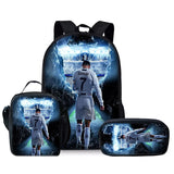 Kid Student Football Player CR7 Three Piece Set Backpacks Schoolbags