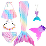 10 Pcs/set Kid Girl Swimming Mermaid Tail Girls Halloween Costume Cosplay Swimsuit