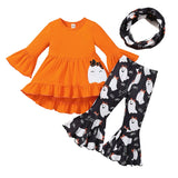 1-6Y Toddler Girl Halloween Clothes Long Sleeve Tops Cartoon Ghost Spider