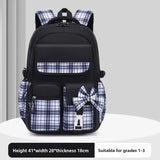 Kid Girl Cute Plaid Bow Backpack Large Capacity School Bag