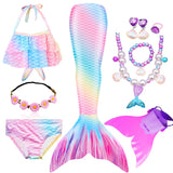 10 Pcs/set Kid Girl Swimming Mermaid Tail Girls Halloween Costume Cosplay Swimsuit