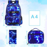 3PCS Lightning Teen College Boys Backpack Water Resistant Schoolbags 16 Inch
