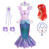 Kid Girl Mermaid Ariel Cosplay Halloween Princess Party Carnival Fancy Dress