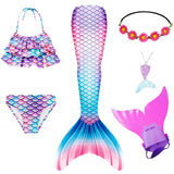 Kid Girls Mermaid Tail Swimsuit Little Mermaid Costume Cosplay 6Pcs/set