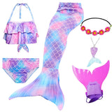 Kid Girls Mermaid Tail Swimsuit Little Mermaid Costume Cosplay 6Pcs/set