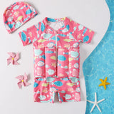 Kid Baby Girl Boy Buoyancy One-piece Floating Guards Cartoon Swimsuit