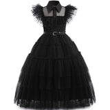2-12Y Kid Girl Classic Black Gothic Wendsday Halloween Holiday Party Dresses