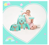 3 pcs/Set Kid Travel Mermaid Trolley Rolling Backpack Wheeled Trolley School Bag