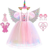 Kids Unicorn Costume LED Light Up Dress Sparkly Sequin Tulle Gown for Girls Fancy Dress for Wedding Guest Pageant Carnival