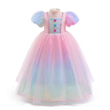 2-10T Kid Girls Halloween Fantasy Party Princess Rainbow Unicorn Dresses