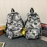 Nylon Graffiti School Bag Lightweight Large Capacity Backpack