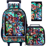 3 Pcs Boys Rolling Backpack Cool 3D Dinosaur Roller Wheels Kids Bookbag