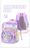 Teenagers Girls Printed Transparent Backpack PVC Cute Book Bags