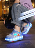 Children's Sneakers Roller Shoes With 4 Wheel Outdoor Parkour Skates Dual-Use Kids Girls Boys Roller Skates Glowing LED Light
