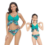 Family Matching Mother Daughter Swimsuits Ruffled Bikini