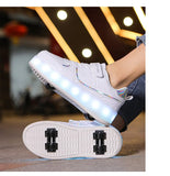 Kid Boy Girl Roller Skate Flashing Light 4 Wheel Roller Shoes