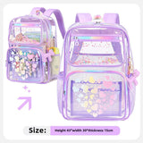Teenagers Girls Printed Transparent Backpack PVC Cute Book Bags
