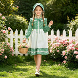 5-12Y Kid Girls Colonial Pioneer Prairie Maid Dress Halloween Carnival Party Cosplay