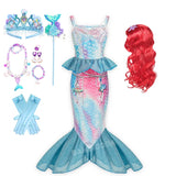 Kid Girl Princess Mermaid Carnival Ariel Cosplay Dress for Halloween Party Ball