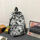 Nylon Graffiti School Bag Lightweight Large Capacity Backpack