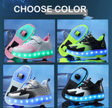 Kids USB Recharge Light Up  LED Skates Roller Shoes
