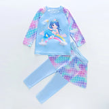 Children's Swimming Suit Girl Long Sleeve Pants Separate Sun Protection Mermaid
